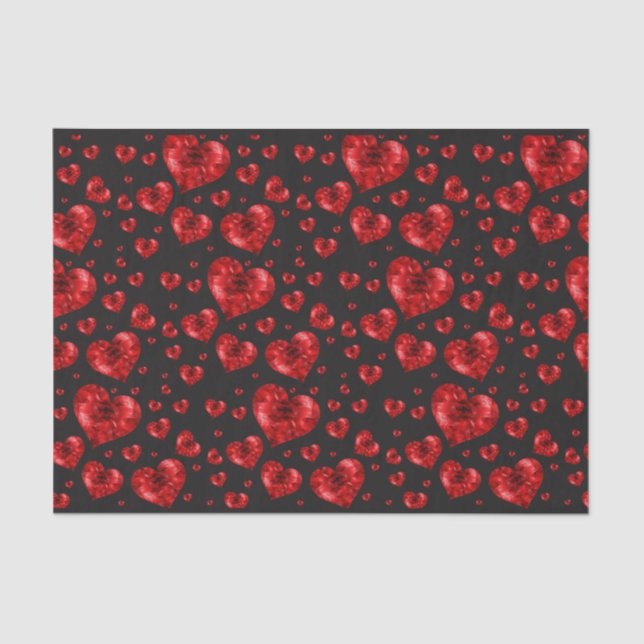 Ruby Red Heart Gems Tissue Paper (Front)