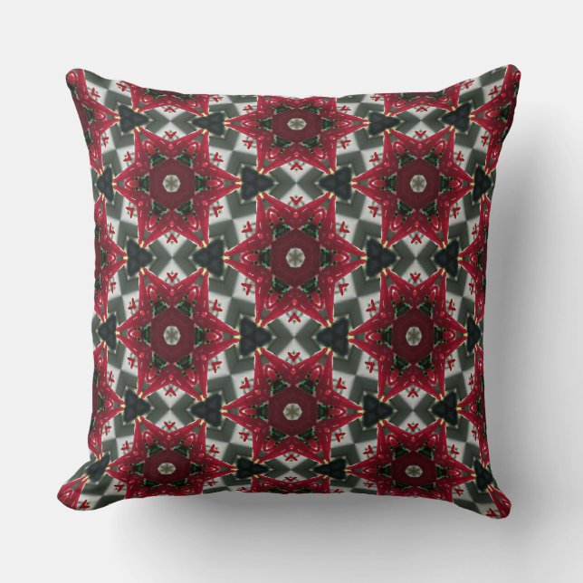 Ruby Red Holiday Stars Throw Pillow (Front)