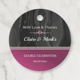 Ruby Red Joint Birthday Black Silk Gift Favour Tags