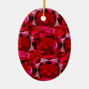 RUBY RED JULY GEM BIRTHSTONE DECORATIVE DESIGN CERAMIC TREE DECORATION