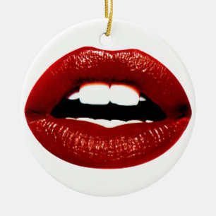 Ruby Red Lips Ceramic Tree Decoration