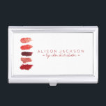 Ruby red lipstick swatches lip colour distributor business card holder<br><div class="desc">Stylish, simple and eye catching lipstick colours swatches business card case in ruby red and white with simple elegant script. Brings a classy fancy look - suitable for beauty products, LipSense lipstick and makeup products distributors, nail technicians, beauty bloggers, salon, makeup artists. ---- If you need assistance, please contact me!...</div>