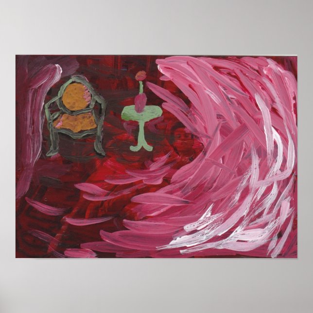 Ruby Red Mixed Media Painting Poster (Front)