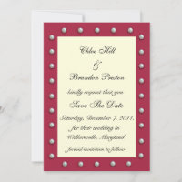 Ruby Red, Off White and Pearls Save The Date
