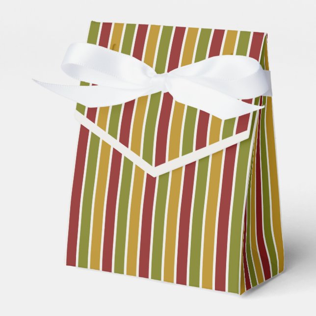 Ruby Red, Olive Green, Gold Striped Favour Box (Front Side)