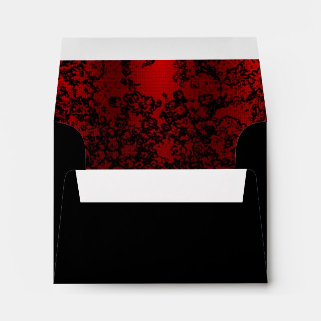 Ruby red on black floral vibrant elegant envelopes (Back (Bottom))