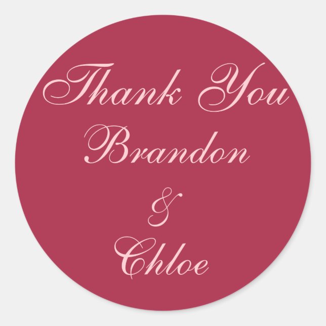 Ruby Red, Pink and Pearls Thank You Sticker (Front)