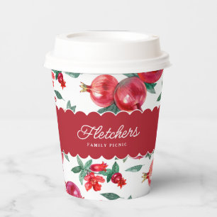 Ruby Red Pomegranate Botanical Customisable Paper Cups