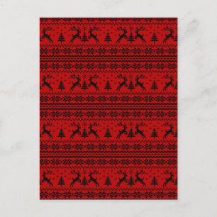 Ruby Red Reindeer Sweater Looking Christmas  Holiday Postcard
