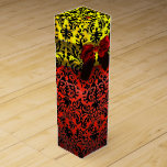 RUBY RED RIBBON, BLACK GOLD ART NOUVEAU DAMASK WINE GIFT BOX<br><div class="desc">Elegant gold yellow gift box with vibrant 3D red ruby gemstone , classy, unique Art Nouveau damask, easily customisable with your text for wedding wine, nuptial gift , sweet 16, baby showers, bridal showers, quinceanera birthday parties, Bat Mitzvah, romantic engagement showers, Christmas, , holiday , office , family reunions ,...</div>