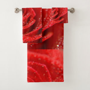 ruby red rose bath towel set