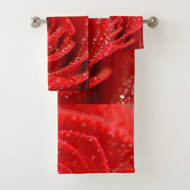 ruby red rose bath towel set (Insitu)
