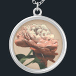 Ruby Red Rose with White Accents Silver Plated Necklace<br><div class="desc">A Chariklia Zarris original,  this ruby red rose stretches towards a light illuminating its petals. Is it the sun shining on the rose,  or an artificial light? A great piece with which to start your art collection!</div>