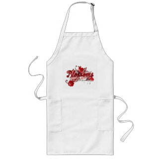 Ruby Red Script Blossoms Long Apron