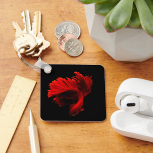 Ruby Red Siamese Fighting Fish Key Ring