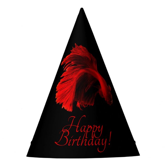 Ruby Red Siamese Fighting Fish Party Hat (Front)