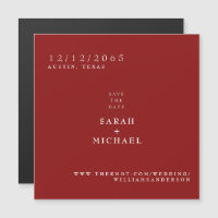 Ruby Red Simple Wedding Magnet Save the Date