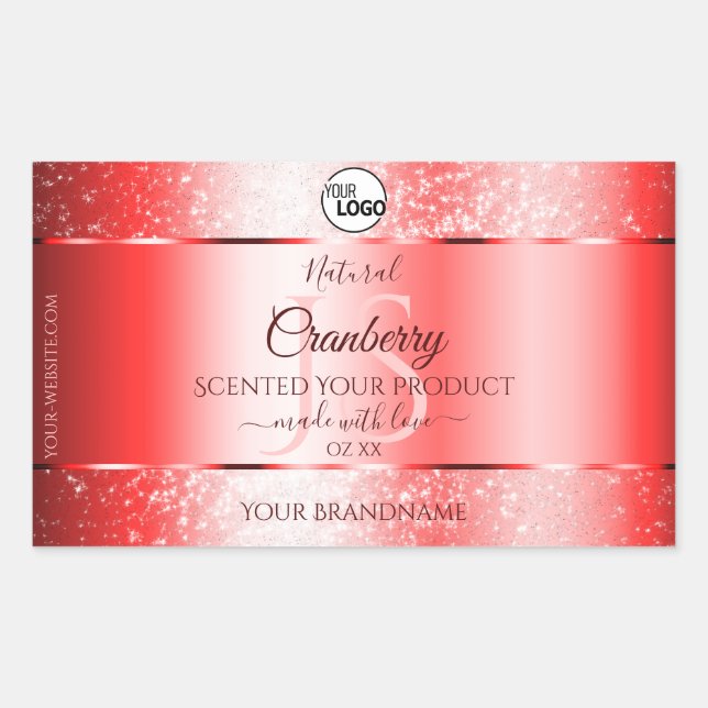 Ruby Red Soft Glitter Product Labels Monogram Logo (Front)