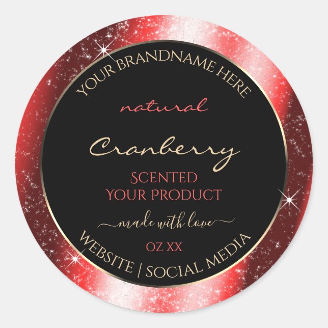 Ruby Red Sparkle Glitter Frame Product Label (Front)