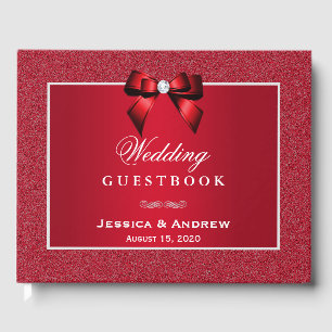 Ruby Red & Stylish Gem Wedding Guest Book