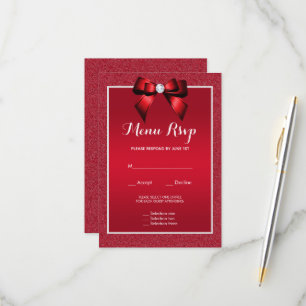 Ruby Red & Stylish Gem Wedding Menu RSVP