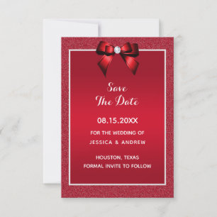 Ruby Red & Stylish Gem Wedding Save The Date