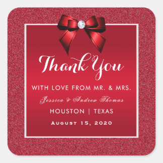 Ruby Red & Stylish Gem Wedding  Square Sticker