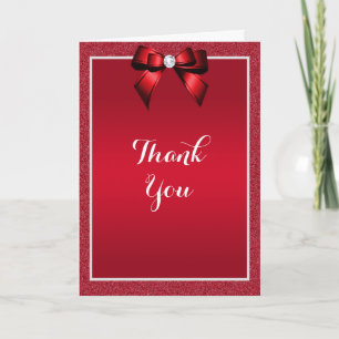 Ruby Red & Stylish Gem Wedding Thank You Card