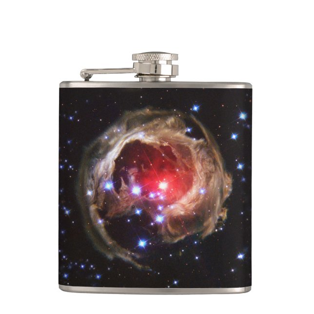 Ruby Red Supergiant Star Dust Hip Flask (Front)