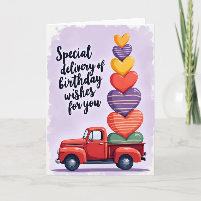 Ruby Red Truck Birthday Card (Front)