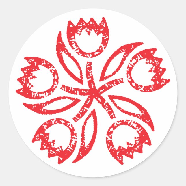 Ruby Red Tulip Pinwheel Stickers (Front)