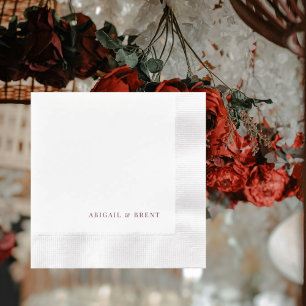 Ruby Red White Personalized Coined Wedding Napkin