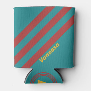Ruby Reef Stripes with Name Can Cooler