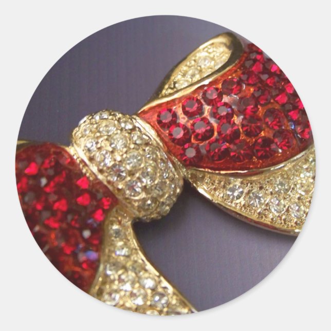 Ruby Rhinestone Bow Stickers (Front)