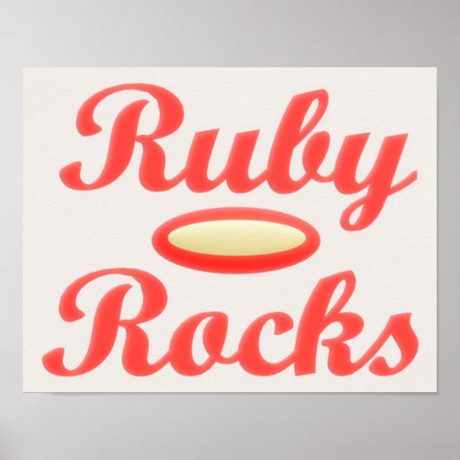 Ruby Rocks design red and mellow cream Poster (Front)