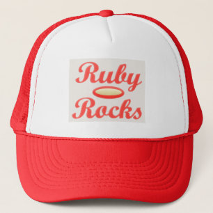 Ruby Rocks design red and mellow cream Trucker Hat