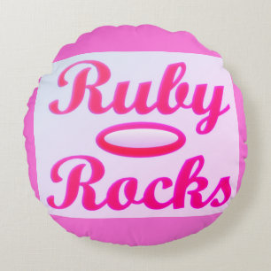 Ruby Rocks design SWEET PINK Round Cushion