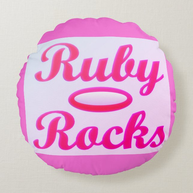 Ruby Rocks design SWEET PINK Round Cushion (Front)
