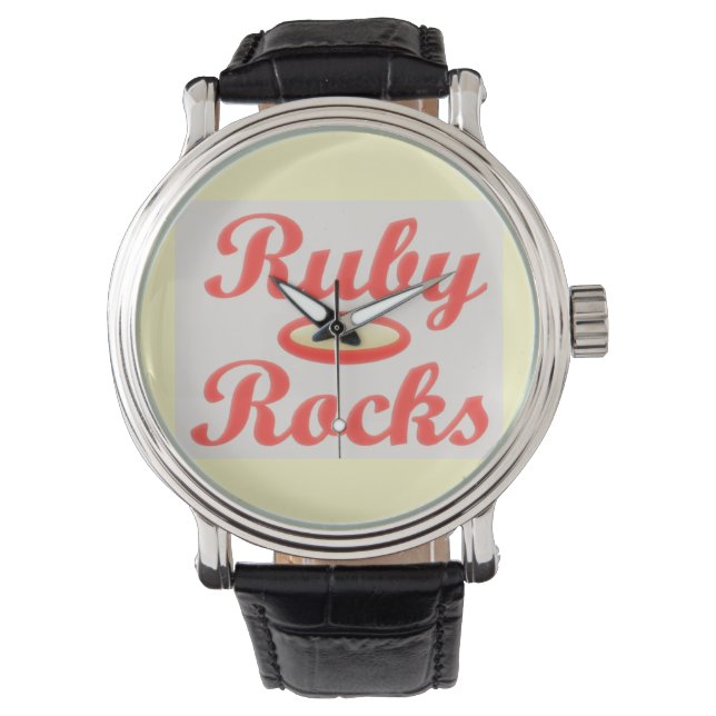 RUBY ROCKS RED AND CREAM CHARMING WRIST WATCH (Front)