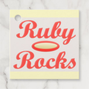 RUBY ROCKS RED AND CREAM Gift tag