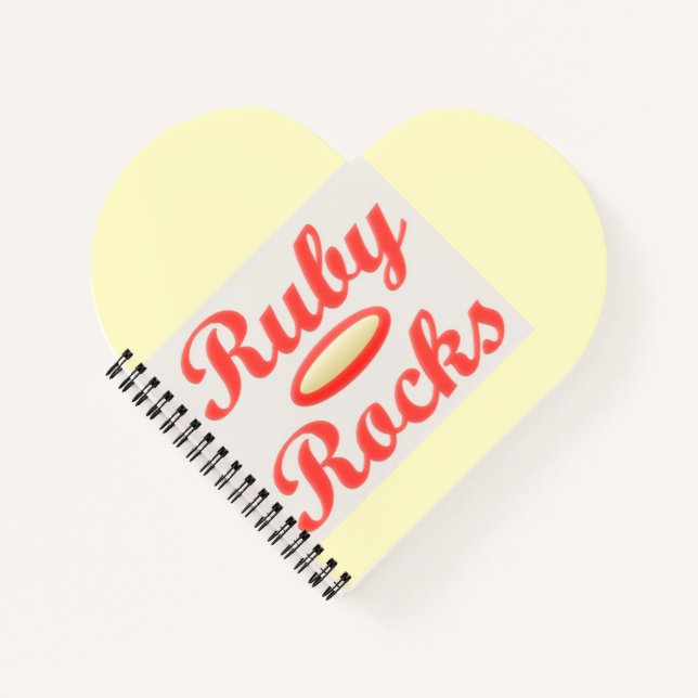 RUBY ROCKS RED AND CREAM  NOTEPAD NOTEBOOK (Front)