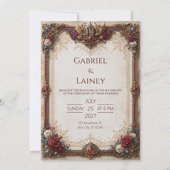 Ruby Rose Castle Wedding Invitation (Front)