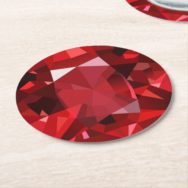 Ruby round paper coaster (Angled)