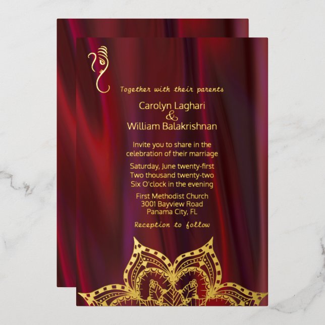 Ruby Silk Look with Mandala and Ganesha Wedding  (Front/Back)