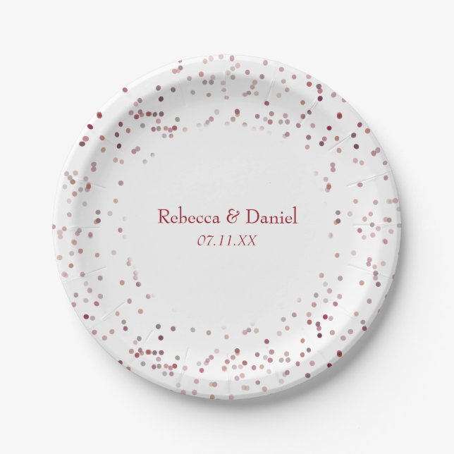 Ruby Stardust Confetti Paper Plate (Front)