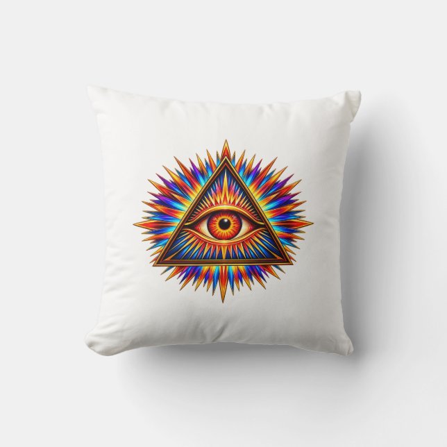 Ruby Sun Eye Throw Pillow (Front)
