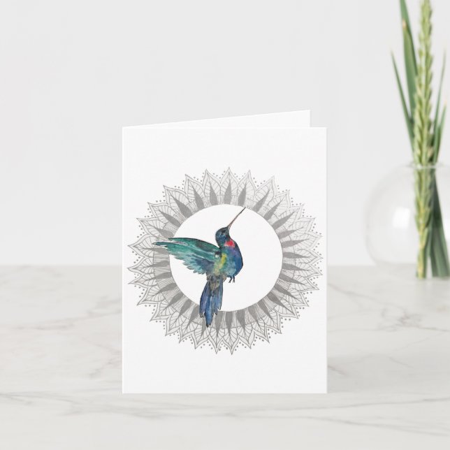 Ruby Throat Hummingbird Folded Note Card (Front)