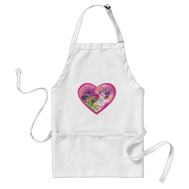 Ruby Throat Hummingbird Heart for Valentine's Day Standard Apron (Front)