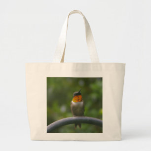 Ruby Throat Hummingbird Large Tote Bag