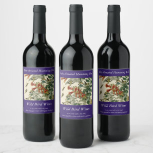 Ruby-throated Humming Bird, Audubon Birds America Wine Label